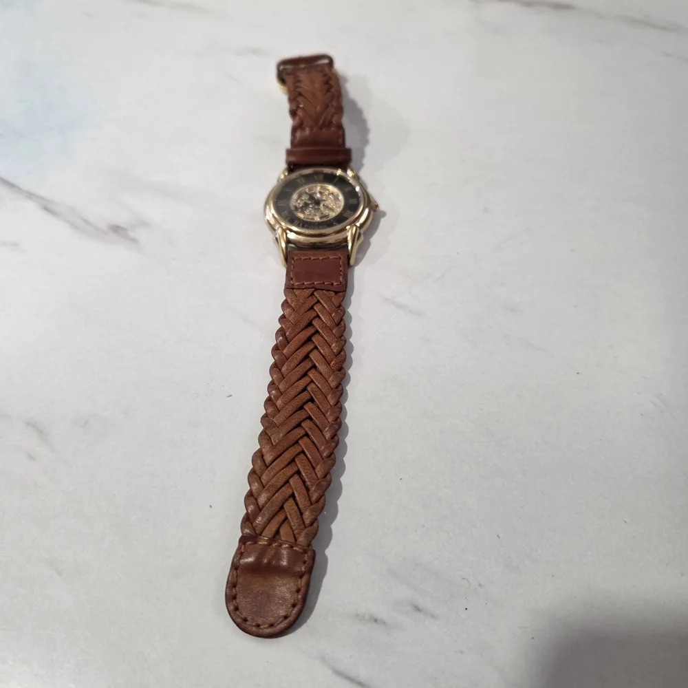 FOSSIL - UNISEX - SKELETON WATCH W/ GENUINE LEATHER BAND - QUARTZ ANALOG SK-4928 - Picture 2 of 8